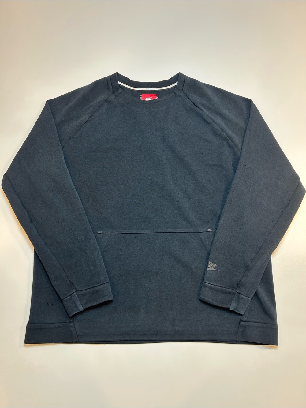 Nike Tech Fleece Crewneck Sweatshirt Black Kangaroo Pocket Pullover